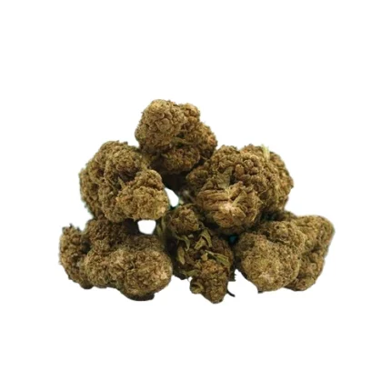 OG Kush CBD de Mama Kana. Cogollos densos y resinosos con fragancia cítrica y terrosa.